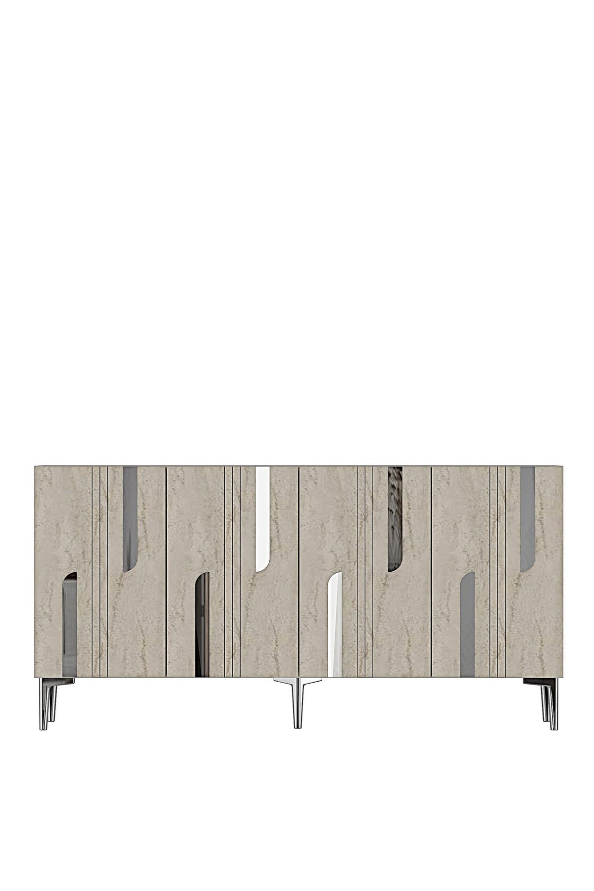 Κονσόλα Akrolimni Λευκό - Travertine - Ασημί 150x32x75 εκ. Μελαμίνης