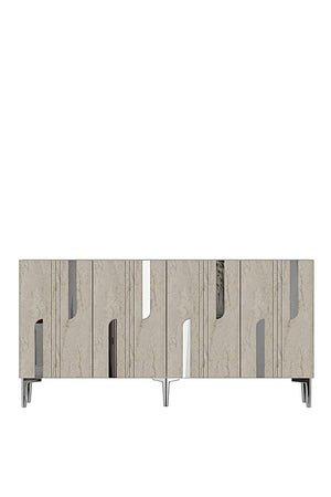 Κονσόλα Akrolimni Λευκό - Travertine - Ασημί 150x32x75 εκ. Μελαμίνης