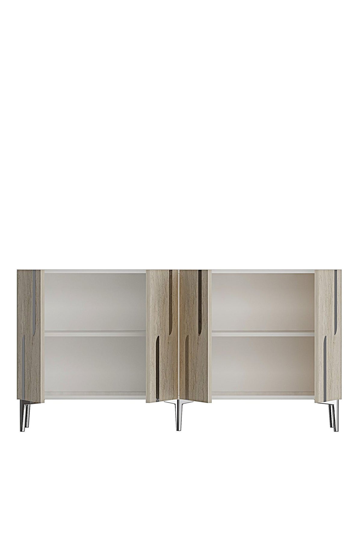 Κονσόλα Akrolimni Λευκό - Travertine - Ασημί 150x32x75 εκ. Μελαμίνης