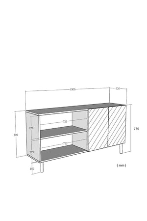 Κονσόλα Akrolimni Λευκό - Travertine - Ασημί 150x32x75 εκ. Μελαμίνης