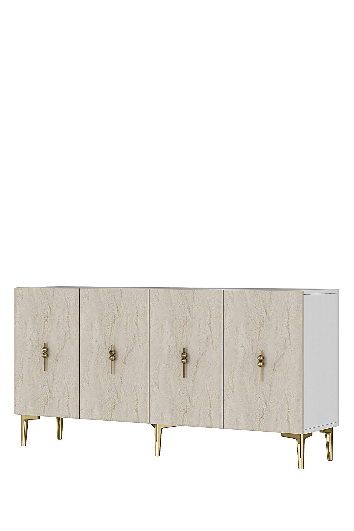 Κονσόλα Angelochori Λευκό - Travertine - Χρυσό 180x32x75 εκ. Μελαμίνης