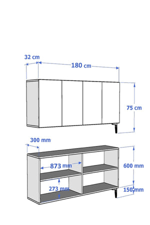 Κονσόλα Angelochori Λευκό - Travertine - Χρυσό 180x32x75 εκ. Μελαμίνης