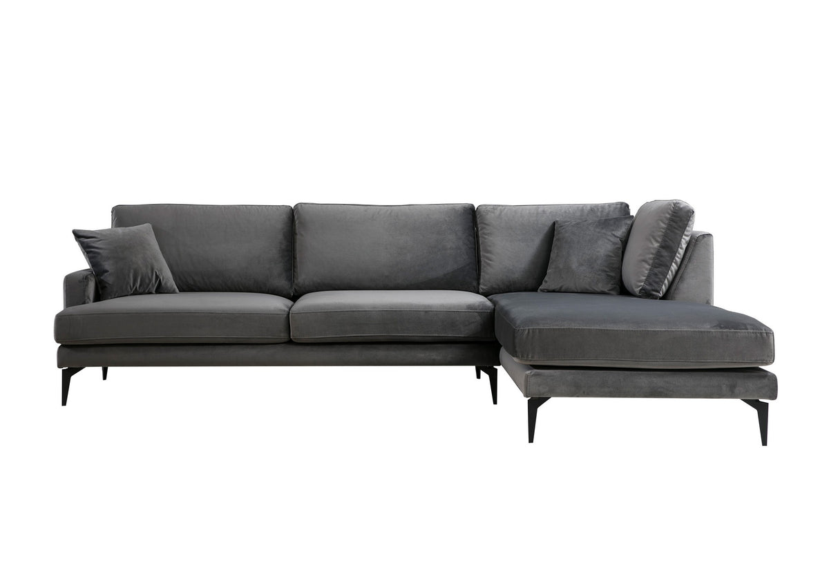 Γωνιακός Καναπές Pigi Δεξιά Γωνία Ανθρακί 90x180x88 εκ.