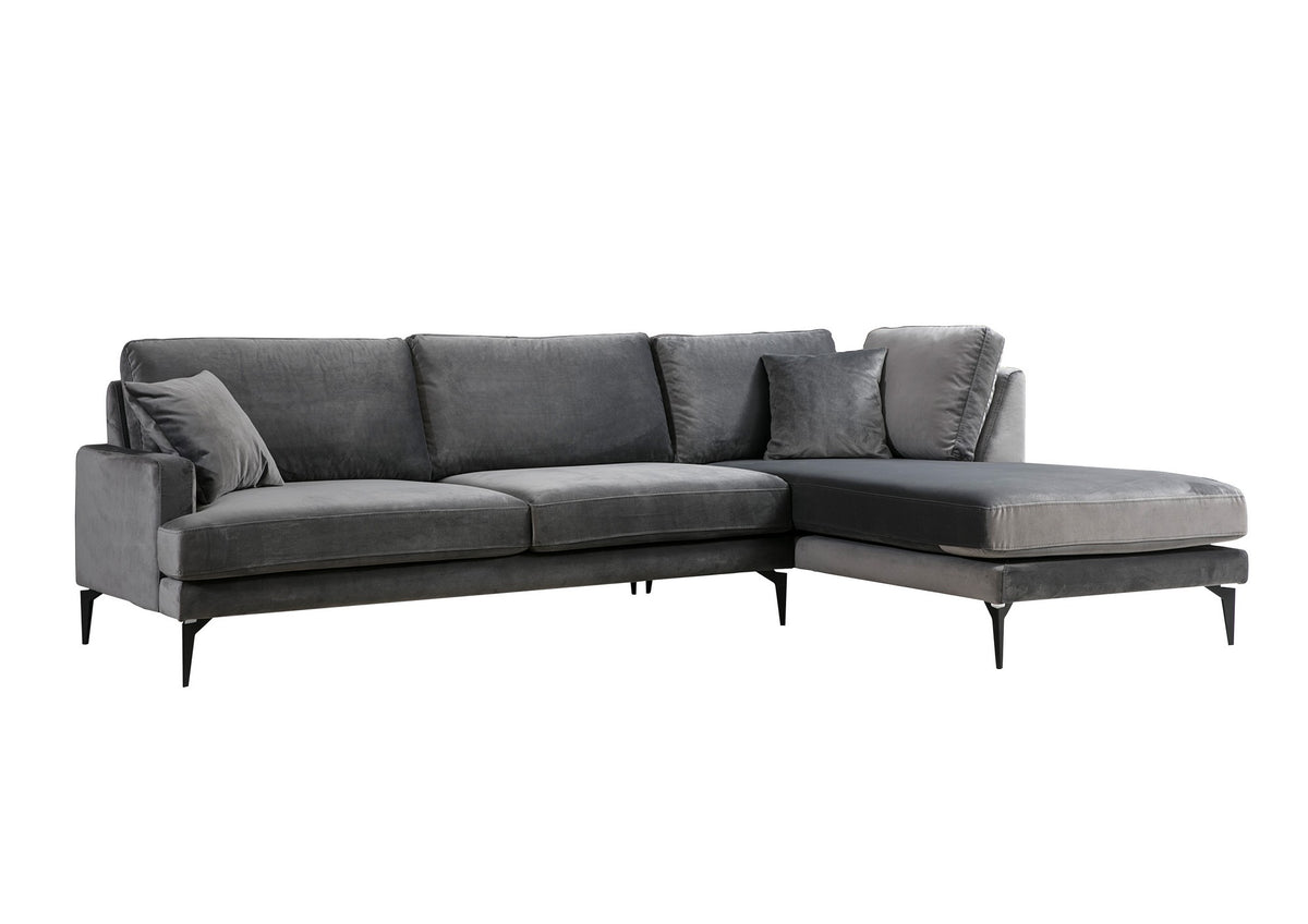 Γωνιακός Καναπές Pigi Δεξιά Γωνία Ανθρακί 90x180x88 εκ.