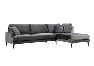 Γωνιακός Καναπές Pigi Δεξιά Γωνία Ανθρακί 90x180x88 εκ.