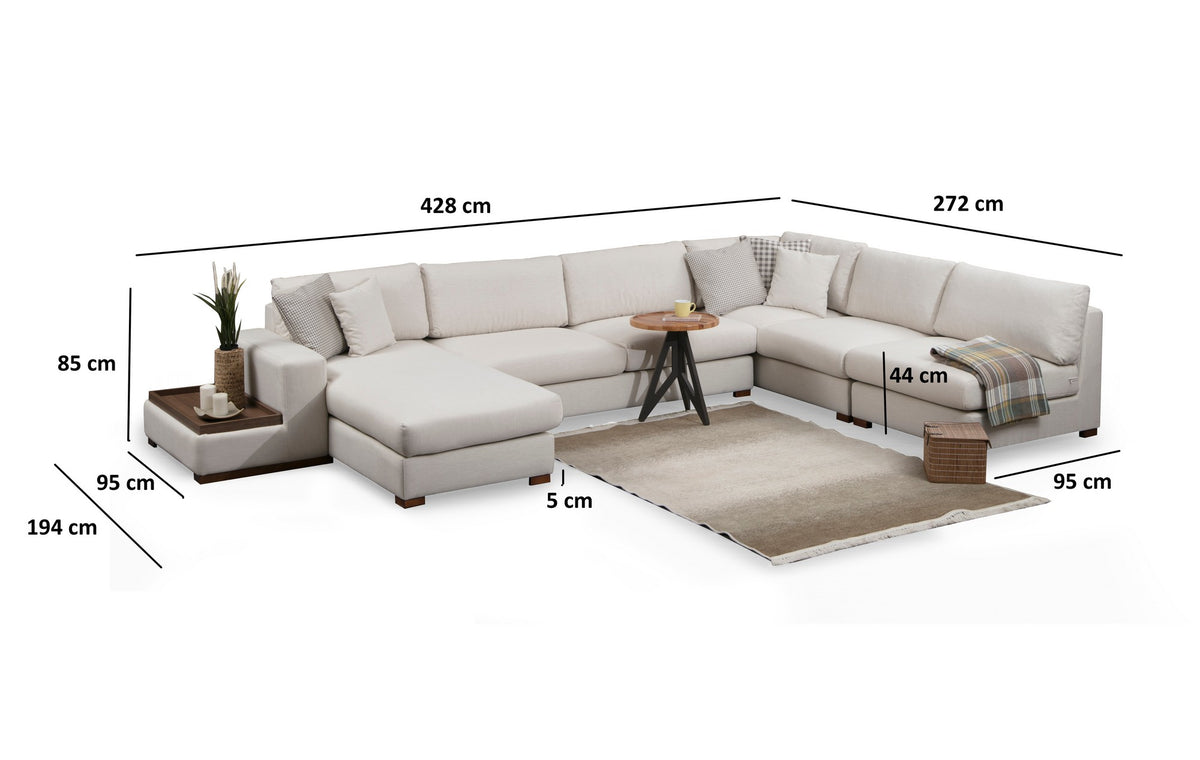Γωνιακός Καναπές Vroulidia Λευκό 428x95x85 εκ. Κωδ. 10