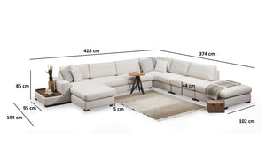Γωνιακός Καναπές Vroulidia Λευκό 428x95x85 εκ. Κωδ. 11