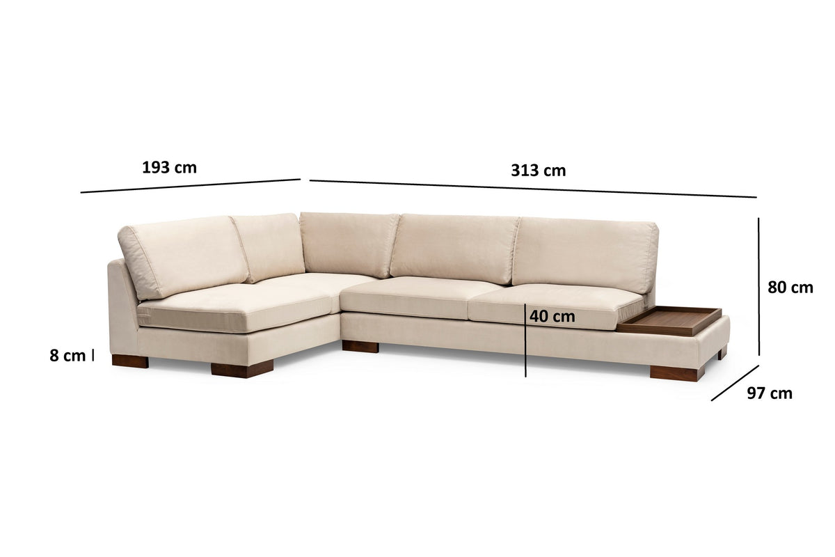 Γωνιακός Καναπές Polydrosos Αριστερή Γωνία Μπεζ 97x193x80 εκ. Κωδ. With