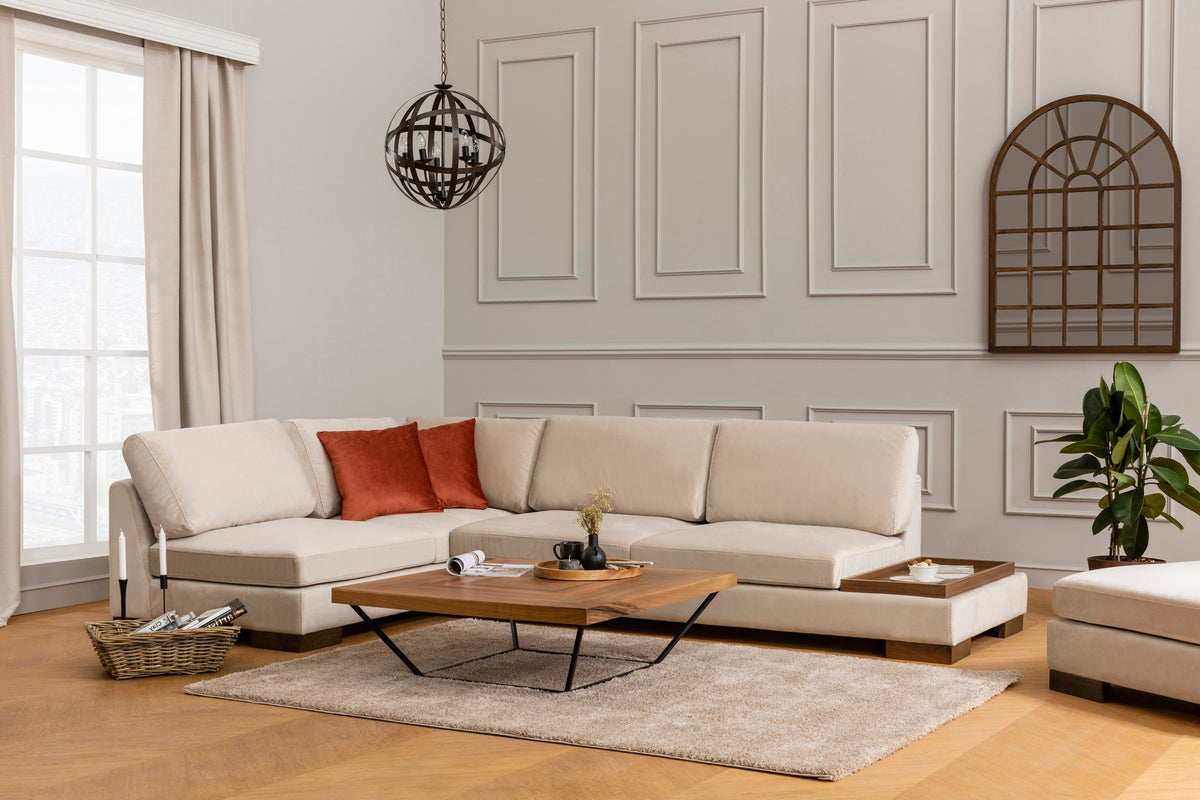 Γωνιακός Καναπές Polydrosos Αριστερή Γωνία Μπεζ 97x193x80 εκ. Κωδ. Without