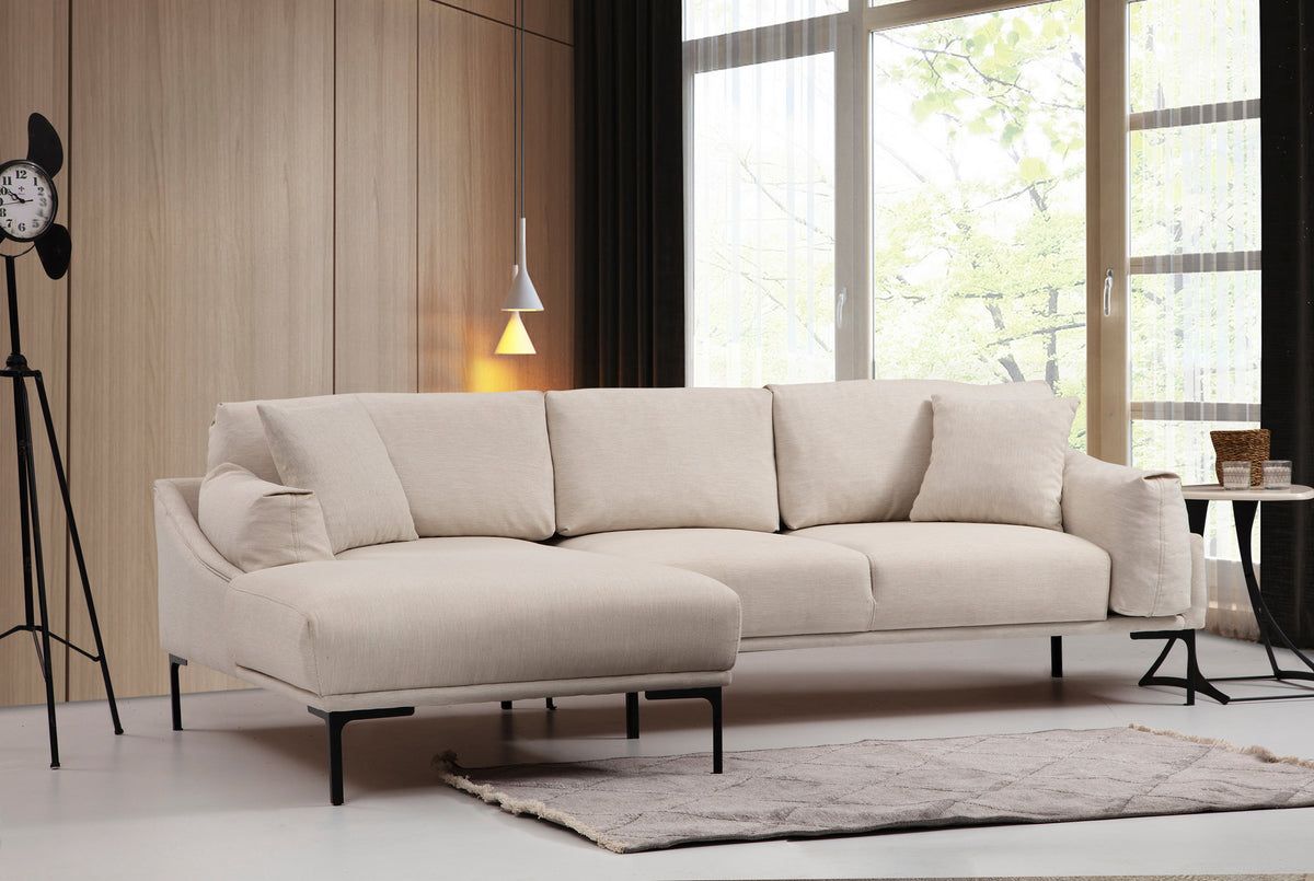 Γωνιακός Καναπές Pallini Αριστερή Γωνία Κρεμ 90x150x65 εκ.