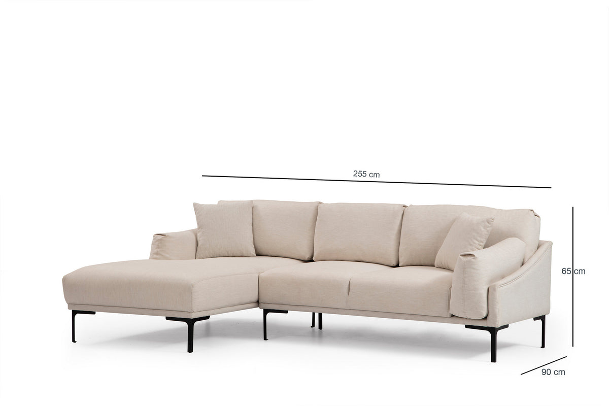 Γωνιακός Καναπές Pallini Αριστερή Γωνία Κρεμ 90x150x65 εκ.
