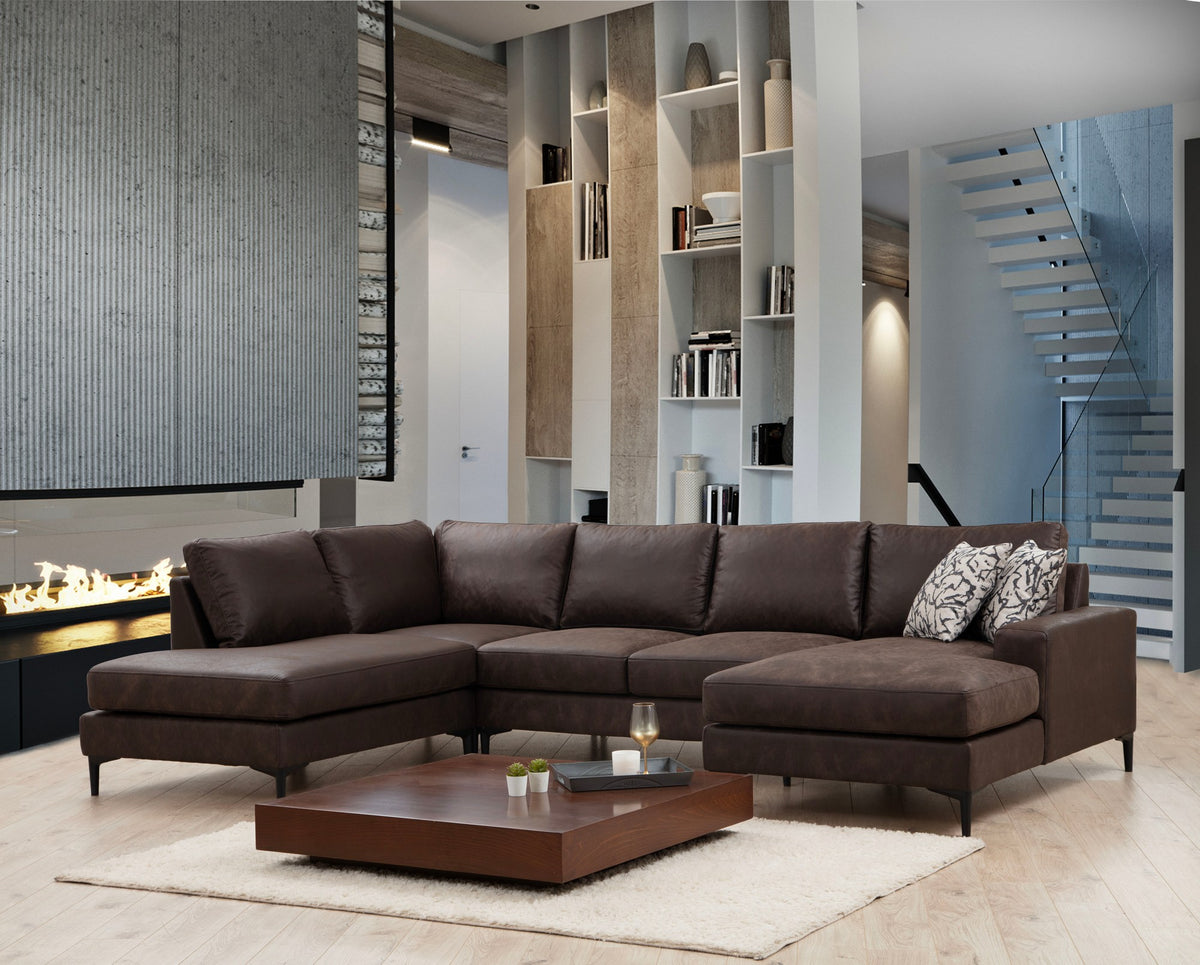Γωνιακός Καναπές Souvala Καφέ 90x200x90 εκ. Κωδ. 1230
