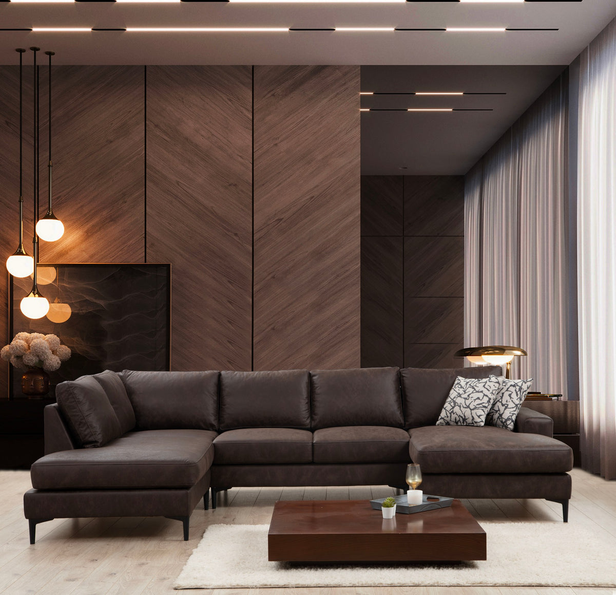 Γωνιακός Καναπές Souvala Καφέ 90x200x90 εκ. Κωδ. 1230