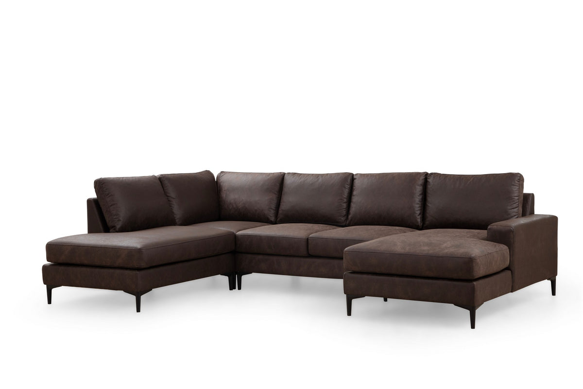 Γωνιακός Καναπές Souvala Καφέ 90x200x90 εκ. Κωδ. 1230