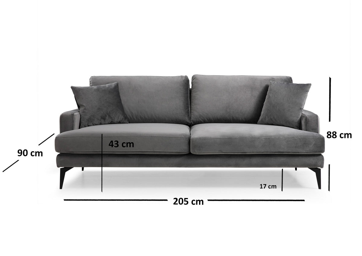 Τριθέσιος Καναπές Pigi Γκρι 90x90x88 εκ.