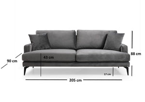 Τριθέσιος Καναπές Pigi Γκρι 90x90x88 εκ.