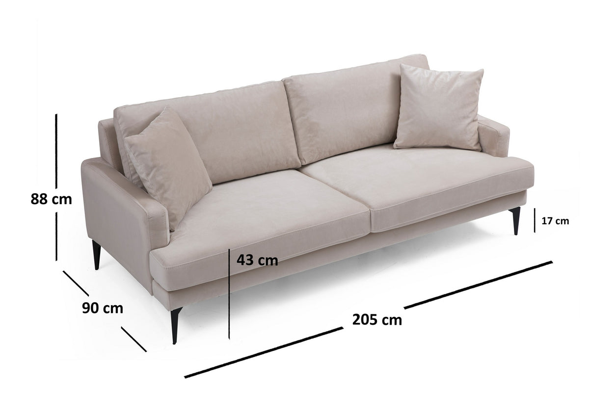 Τριθέσιος Καναπές Pigi Μπεζ 90x90x88 εκ.