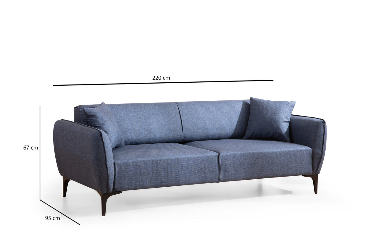 Τριθέσιος Καναπές Nikouria Μπλε 220x95x67 εκ.