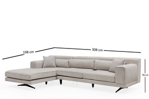 Γωνιακός Καναπές Oreoi Αριστερή Γωνία Μπεζ 100x198x78 εκ.