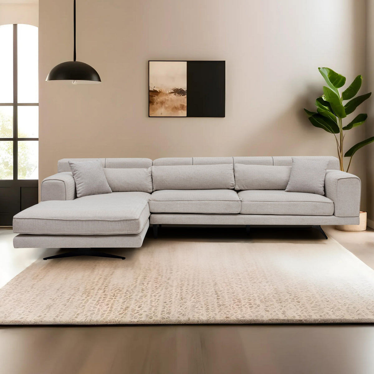 Γωνιακός Καναπές Oreoi Αριστερή Γωνία Μπεζ 100x198x78 εκ.