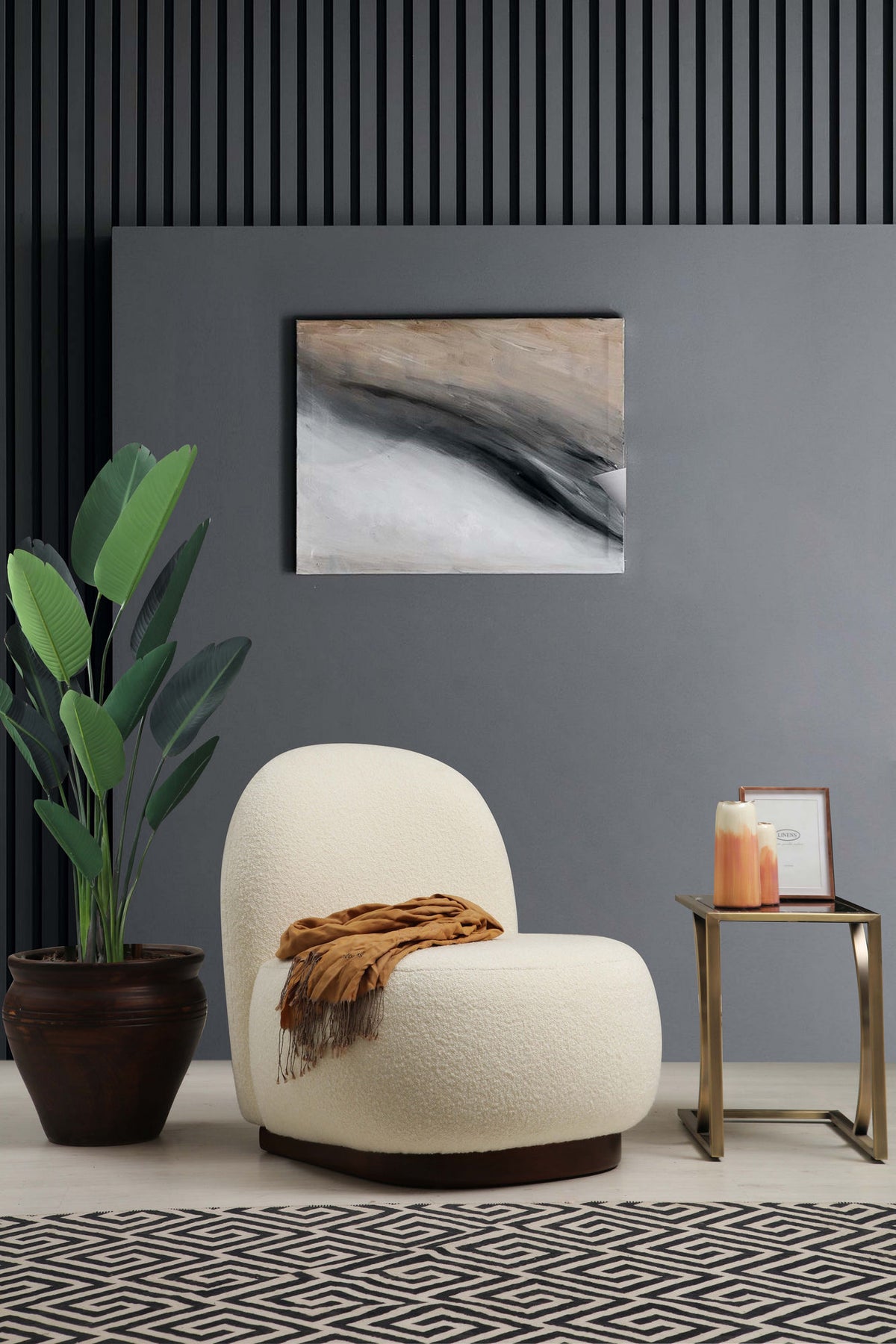 Πολυθρόνα Achla Λευκό Bouclé - Bouclé 85x74x75 εκ. - Pakobazaar