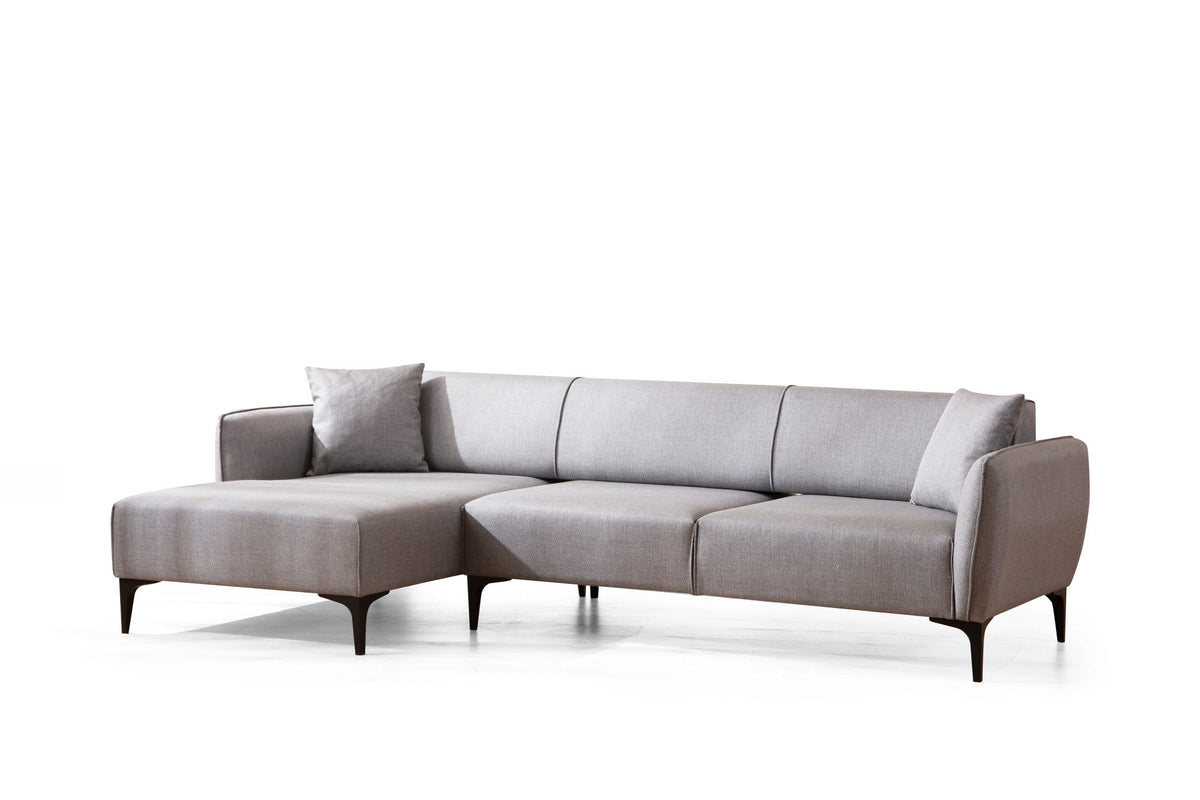 Γωνιακός Καναπές Nikouria Αριστερή Γωνία Γκρι 95x140x67 εκ.