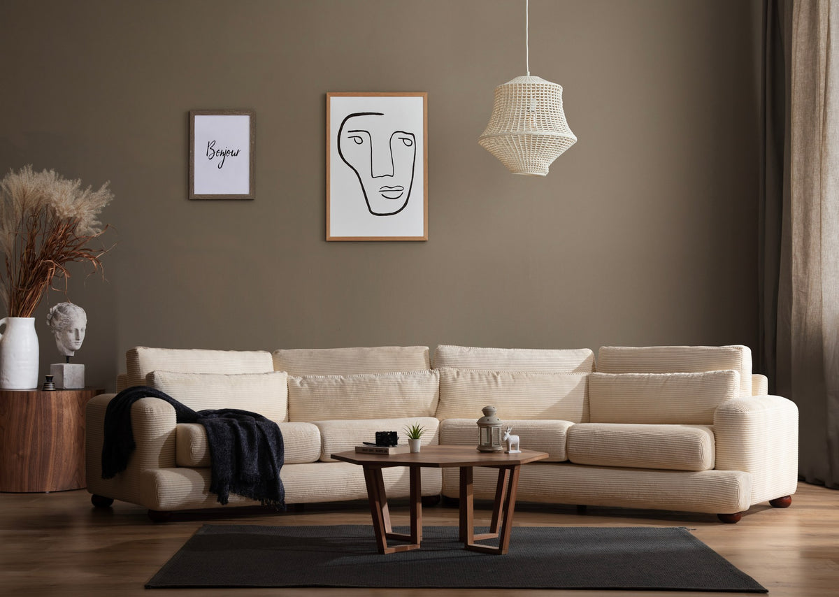 Τετραθέσιος Καναπές Stylida Αριστερός Μπεζ 105x90 εκ.