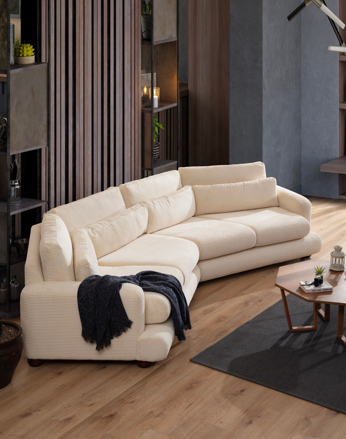 Τετραθέσιος Καναπές Stylida Αριστερός Μπεζ 105x90 εκ.