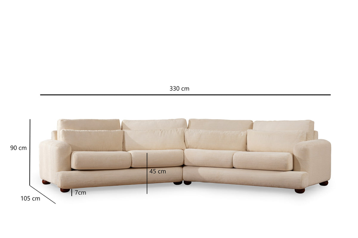 Τετραθέσιος Καναπές Stylida Αριστερός Μπεζ 105x90 εκ.