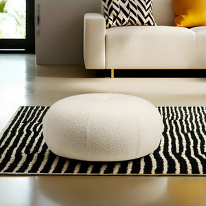 Πουφ Achla Λευκό Bouclé - Bouclé 55x55x35 εκ.