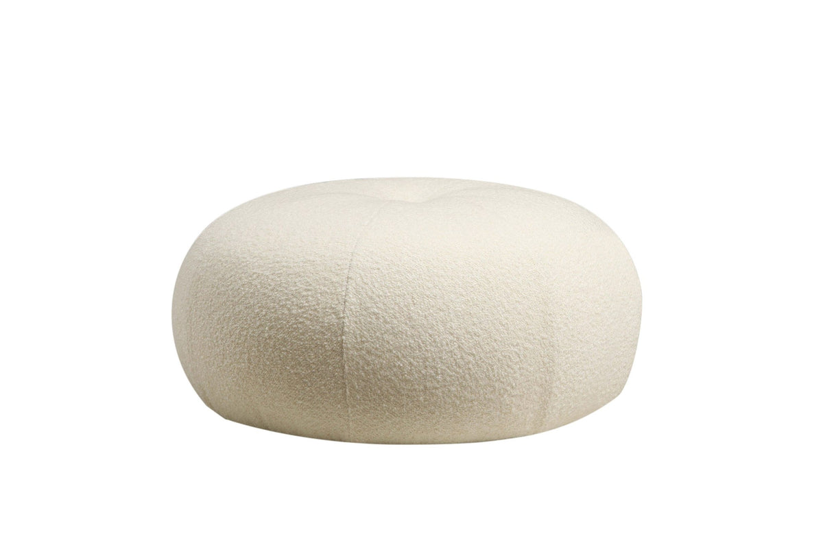 Πουφ Achla Λευκό Bouclé - Bouclé 55x55x35 εκ.