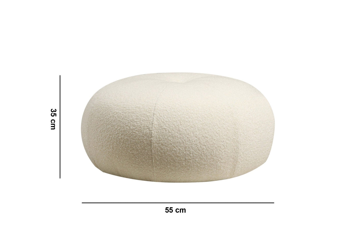 Πουφ Achla Λευκό Bouclé - Bouclé 55x55x35 εκ.
