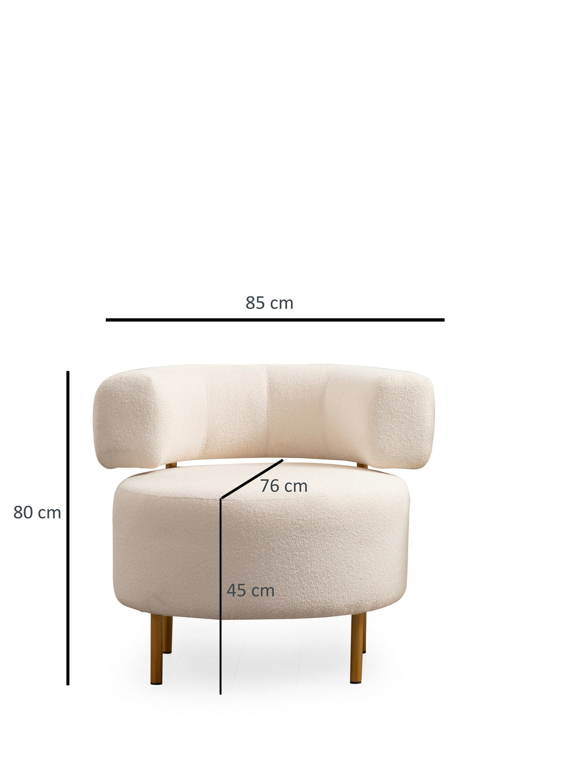 Πολυθρόνα Fraoula Με Μεταλλικά Πόδια Λευκό 76x85x80 εκ.