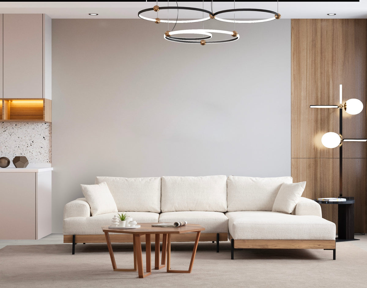 Γωνιακός Καναπές Nisaki Δεξιά Γωνία Λευκό 98x170x78 εκ.
