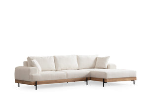 Γωνιακός Καναπές Nisaki Δεξιά Γωνία Λευκό 98x170x78 εκ.
