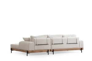 Γωνιακός Καναπές Nisaki Δεξιά Γωνία Λευκό 98x170x78 εκ.