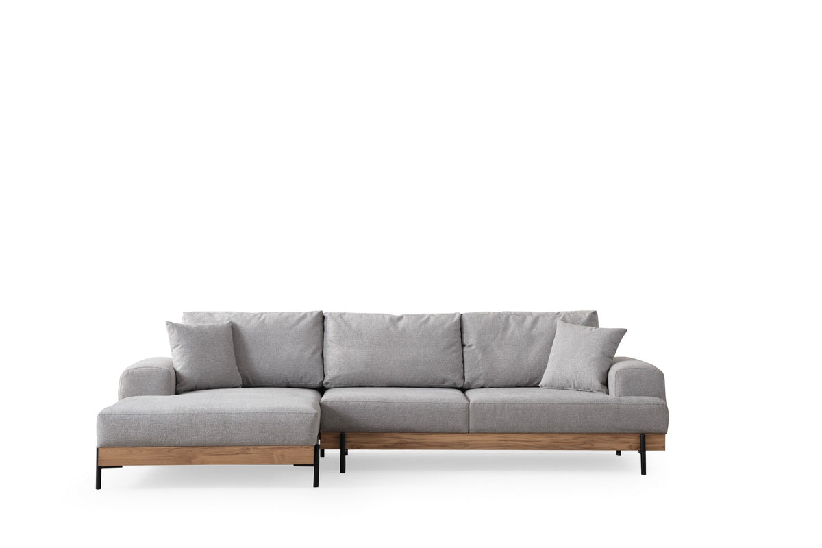Γωνιακός Καναπές Nisaki Αριστερή Γωνία Γκρι 98x170x78 εκ.