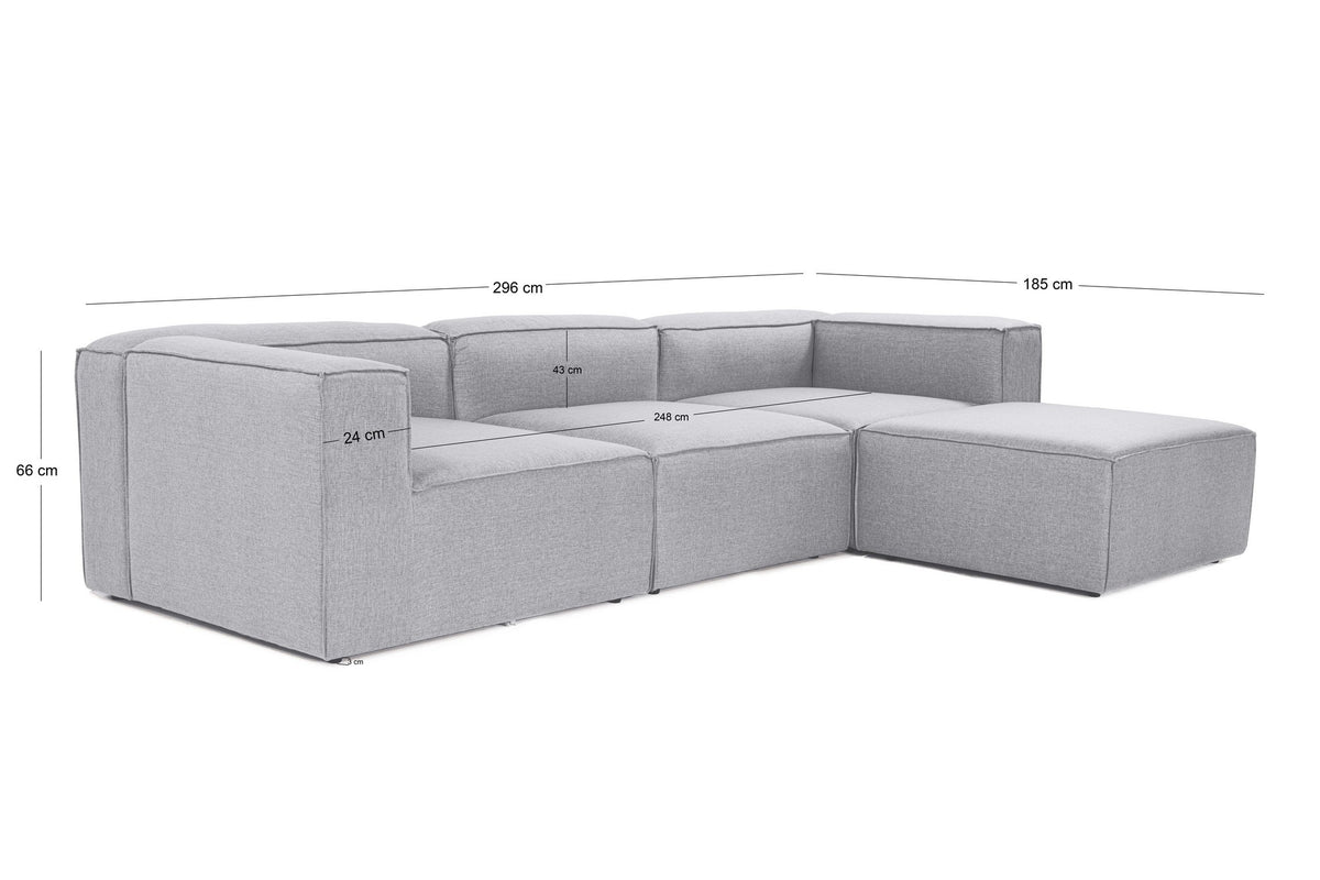 Γωνιακός Καναπές Serifos Γκρι 297x190x66 εκ.