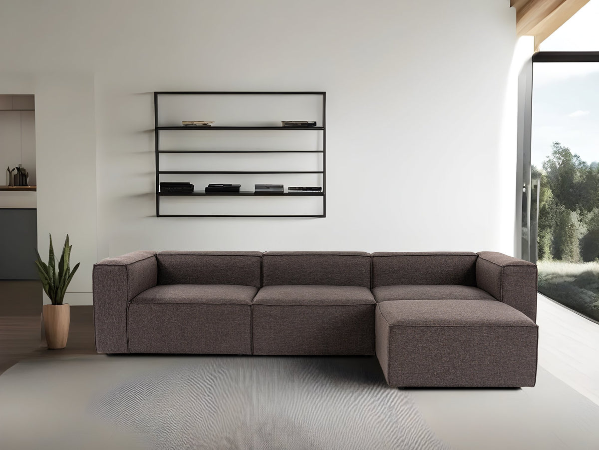 Γωνιακός Καναπές Serifos Σκούρο Καφέ 296x185x66 εκ. - Pakobazaar