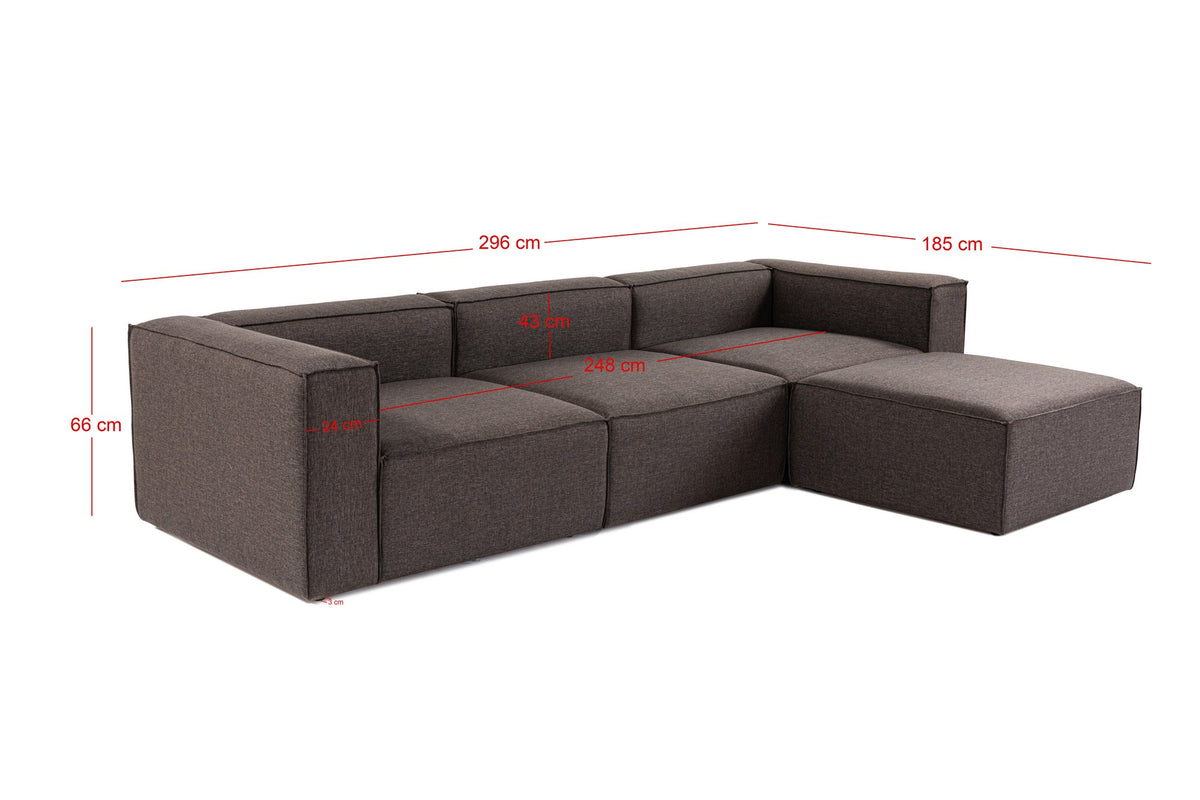 Γωνιακός Καναπές Serifos Σκούρο Καφέ 296x185x66 εκ. - Pakobazaar