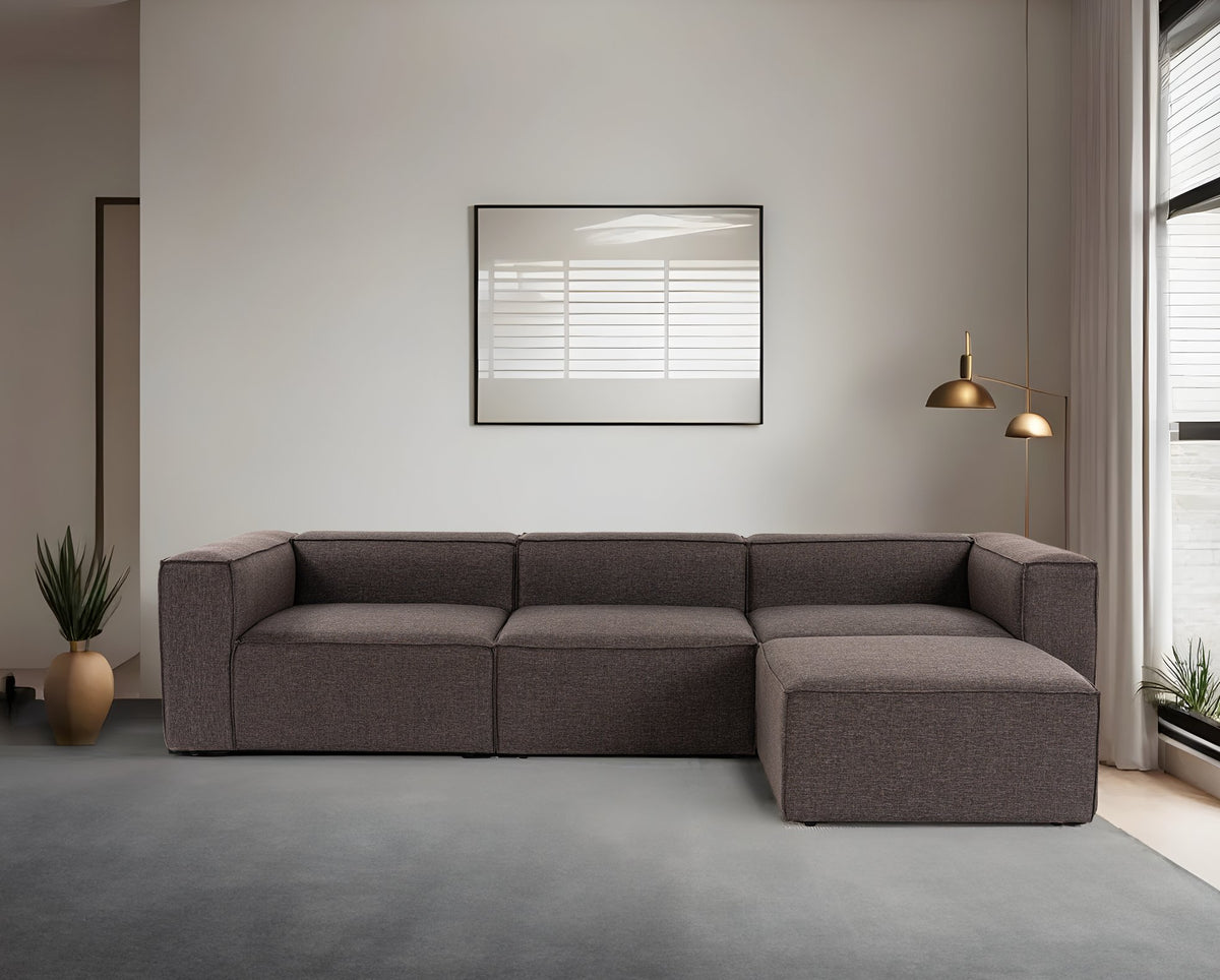 Γωνιακός Καναπές Serifos Σκούρο Καφέ 296x185x66 εκ. - Pakobazaar
