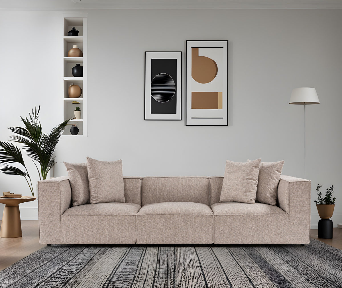 Τριθέσιος Καναπές Donousa Άμμου 270x95x65 εκ.