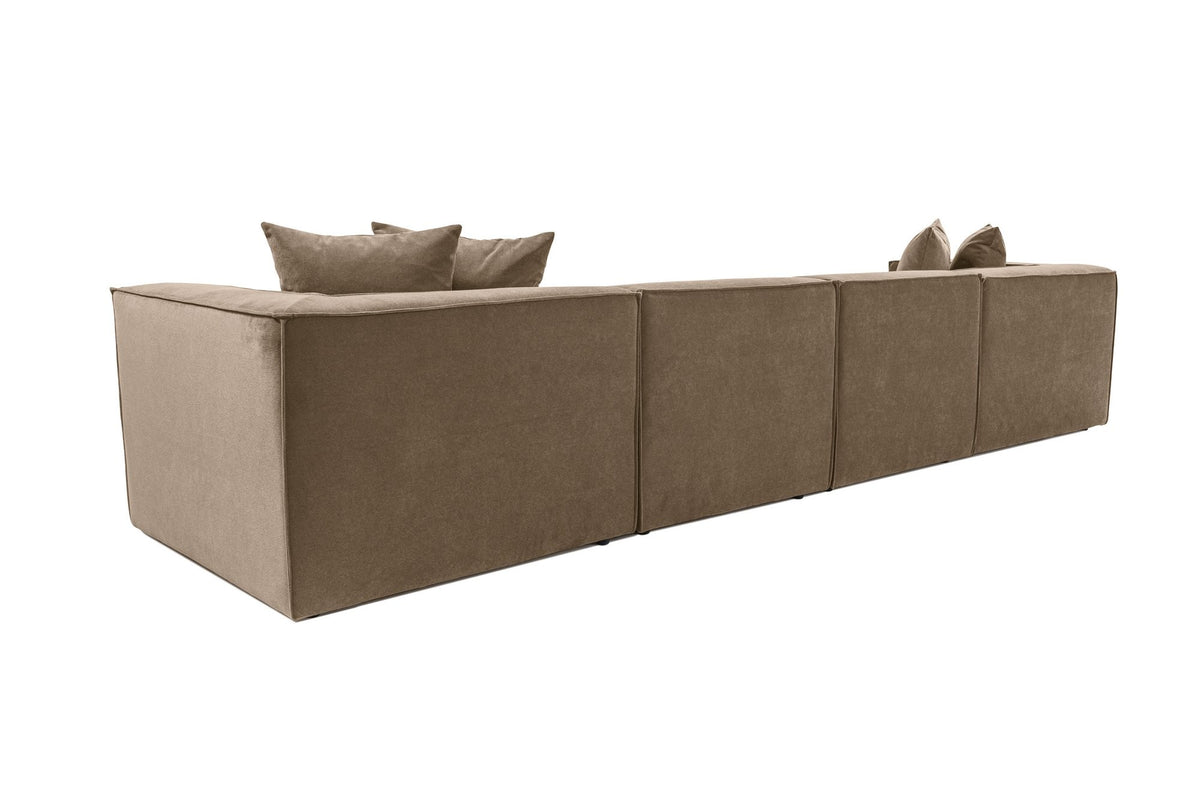 Γωνιακός Καναπές Donousa Αριστερή Γωνία Καφέ 350x190x65 εκ.