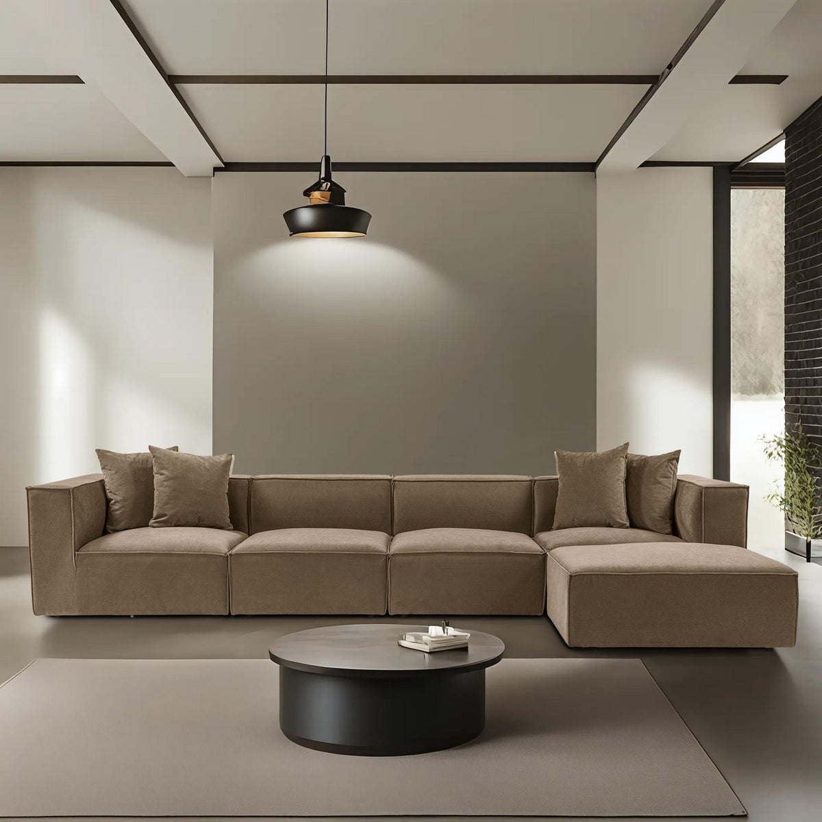 Γωνιακός Καναπές Donousa Αριστερή Γωνία Καφέ 350x190x65 εκ.