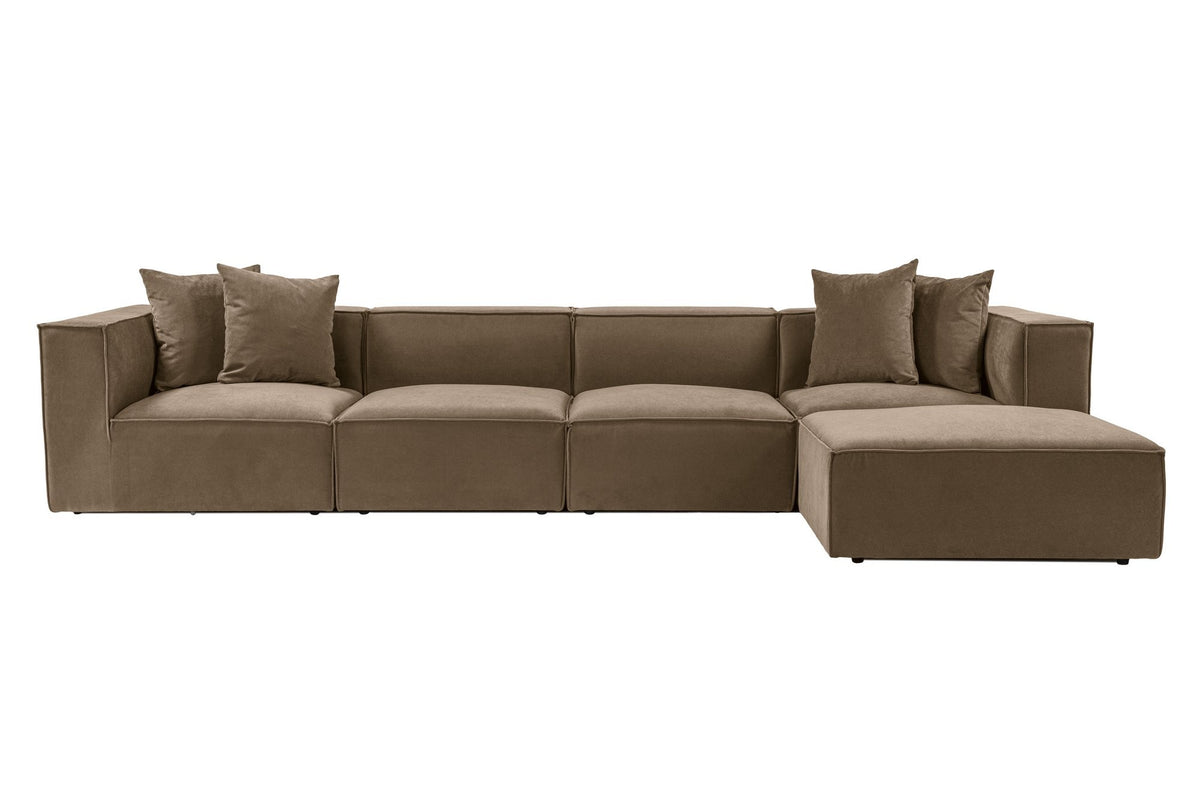 Γωνιακός Καναπές Donousa Αριστερή Γωνία Καφέ 350x190x65 εκ.