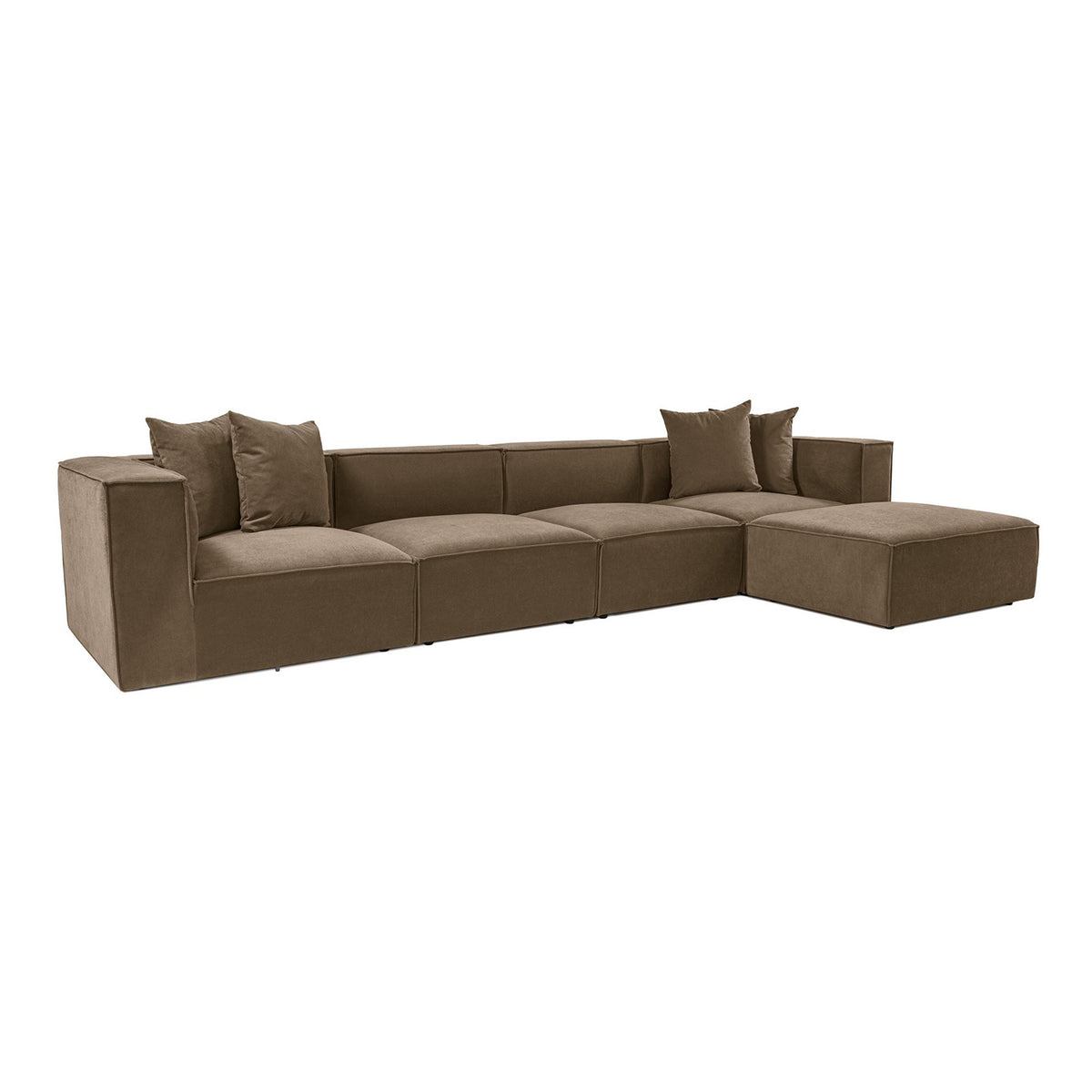 Γωνιακός Καναπές Donousa Αριστερή Γωνία Καφέ 350x190x65 εκ.