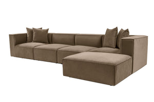 Γωνιακός Καναπές Donousa Αριστερή Γωνία Καφέ 350x190x65 εκ.