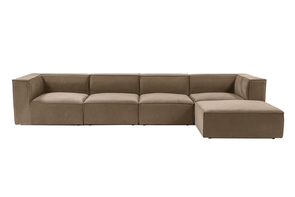 Γωνιακός Καναπές Donousa Αριστερή Γωνία Καφέ 350x190x65 εκ.