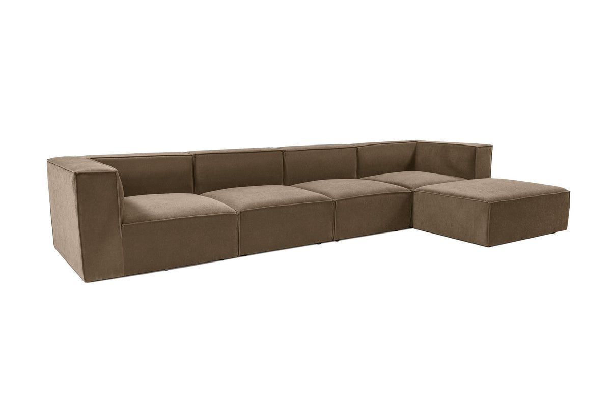 Γωνιακός Καναπές Donousa Αριστερή Γωνία Καφέ 350x190x65 εκ.