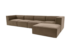 Γωνιακός Καναπές Donousa Αριστερή Γωνία Καφέ 350x190x65 εκ.